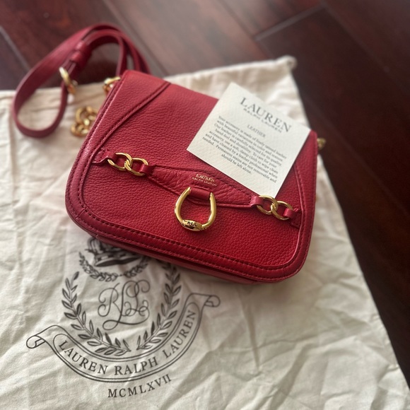Ralph Lauren purse in red with a long belt/ chain . Brand new with tags - Picture 2 of 3